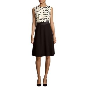 Max Mara Nervoso Abstract Print Silk Black Dress